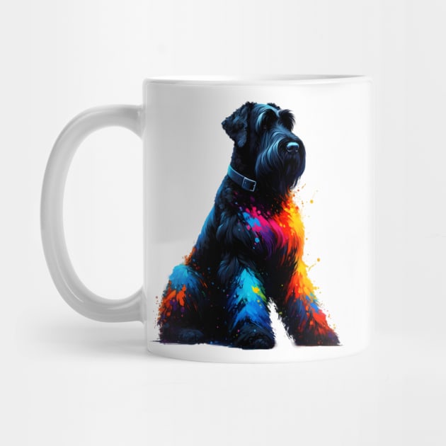 Striking Black Russian Terrier in Colorful Splash Art by ArtRUs